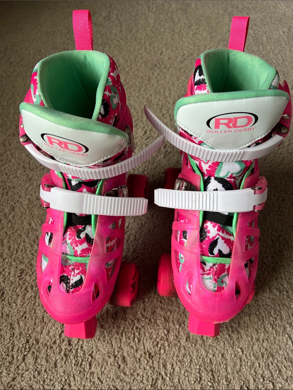 Roller Derby Kids Pink & Mint Adjustable Inline Skates